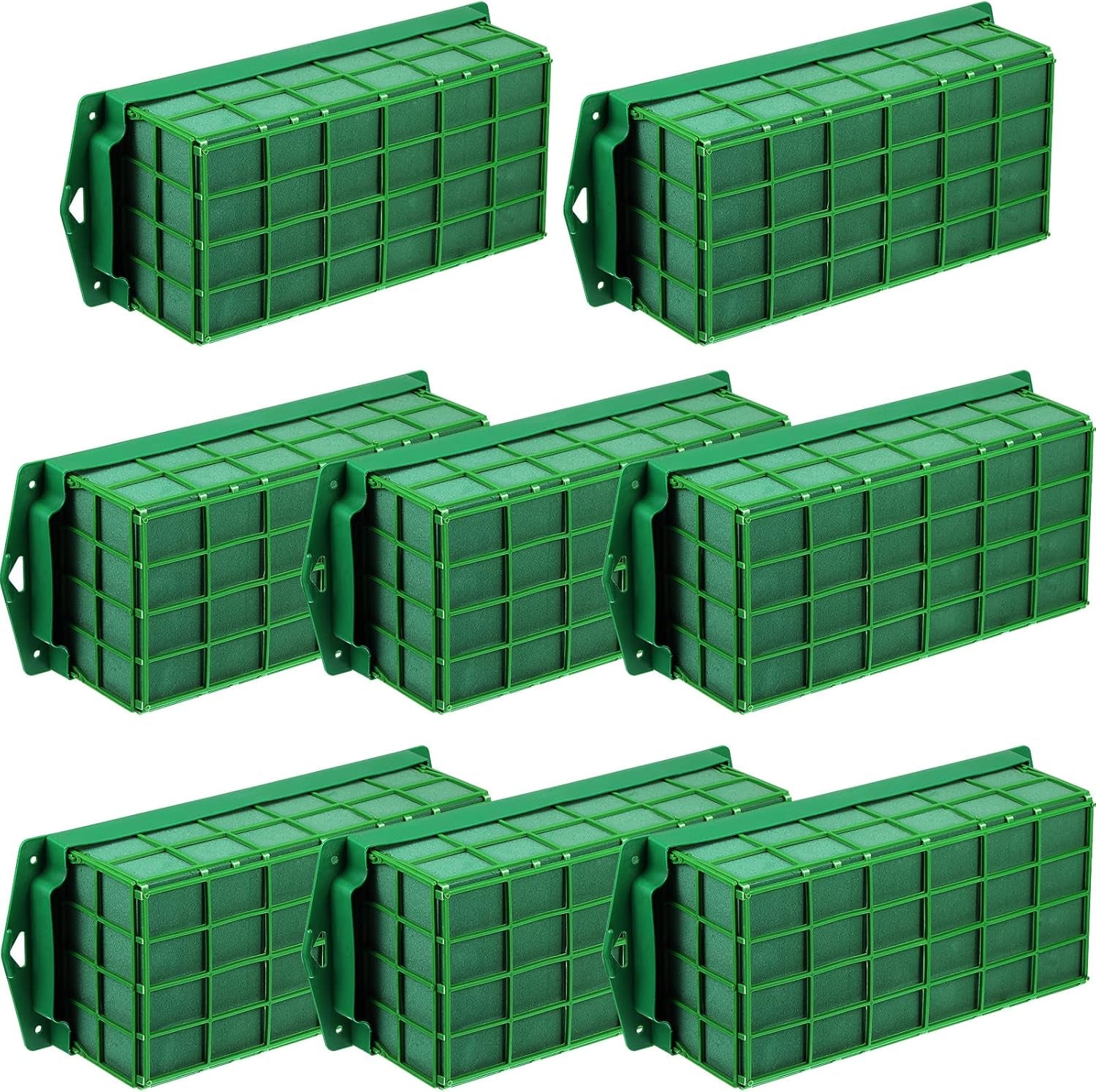 2 Pieces Floral Foam Cage Flower Holder with Floral Foam for Fresh Flowers Cage Bowl for Table Centerpiece Floral Arrangement, Rectangle, 11.8 X 4.7 X 3.1 Inch