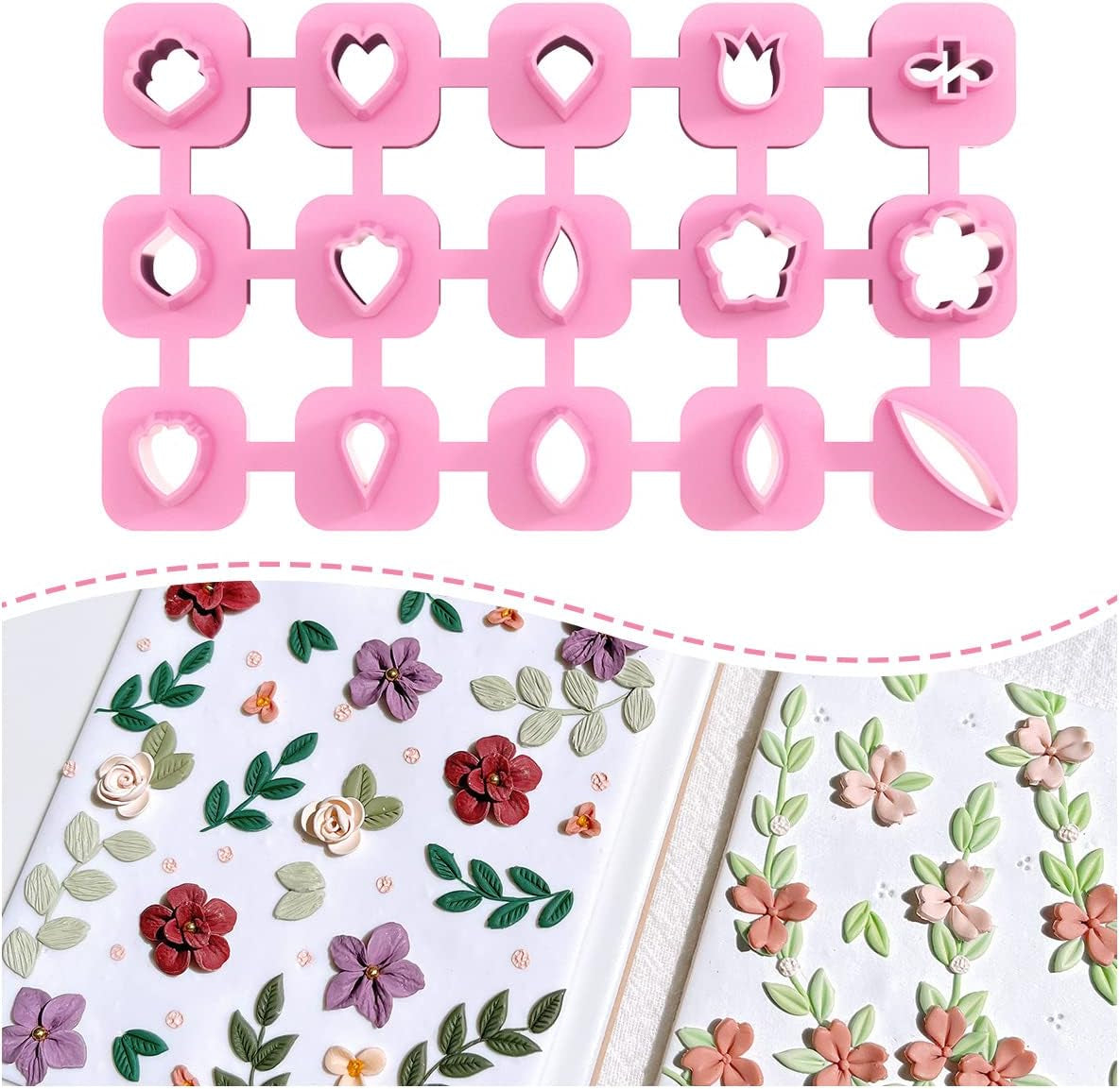 Mini Polymer Clay Cutters - 15 Shapes Mini Flower Polymer Clay Cutters for Earrings Making, Leaf Clay Earring Cutter Set, Clay Cutters for Polymer Clay Jewelry
