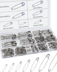 500 Pack Safety Pins, Assorted Safety Pins, Safety Pins Bulk, Rust-Resistant Nickel Plated Pins Nickel for Sewing, Craft Arts, Clothes (7 Size)