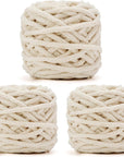 Blanket Yarn 3 Pack of 100G/3.5Oz - White Chenille Yarn 6 Super Bulky - Knitting, Crocheting & Crafts Chunky Yarn
