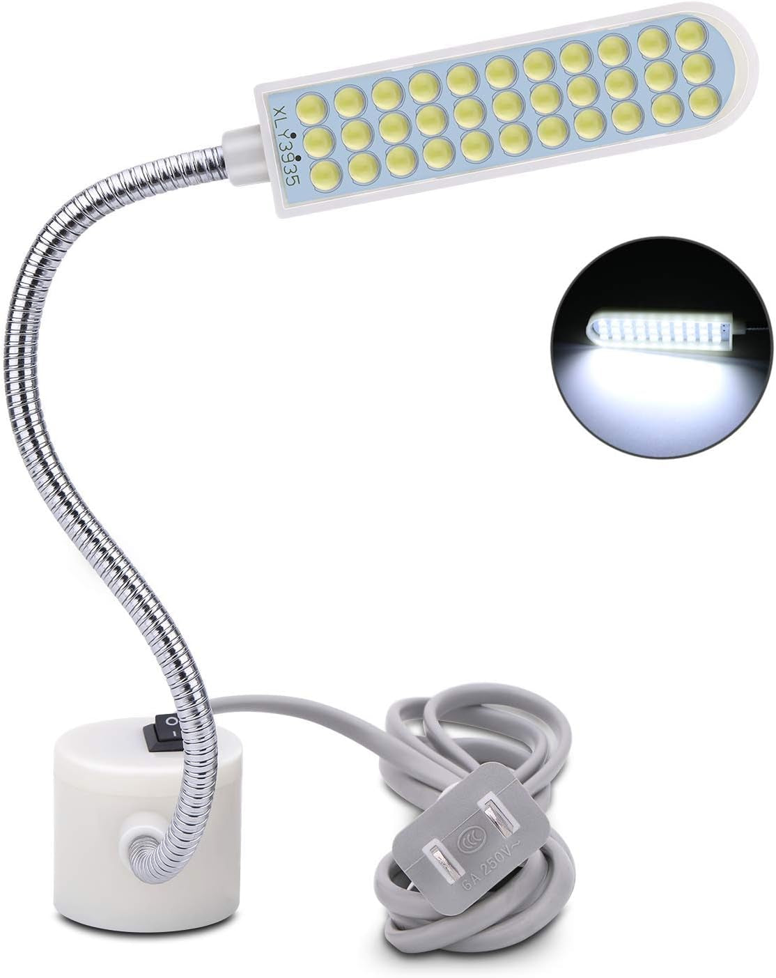 Sewing Machine Light (36LED) Gooseneck Work Light with Magnetic Mounting Base, White Soft Light for Lathes, Drill Presses, Workbenches
