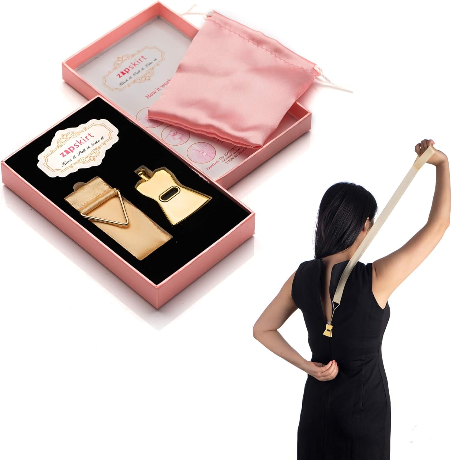 Dress Zipper Helper, Zipper Puller Helper for Dress, Zipper Pull Assistant Easy Zip up Dress by Yourself, Unique Design Works on Multiple Zipper Types and Ensure a Firm Grip