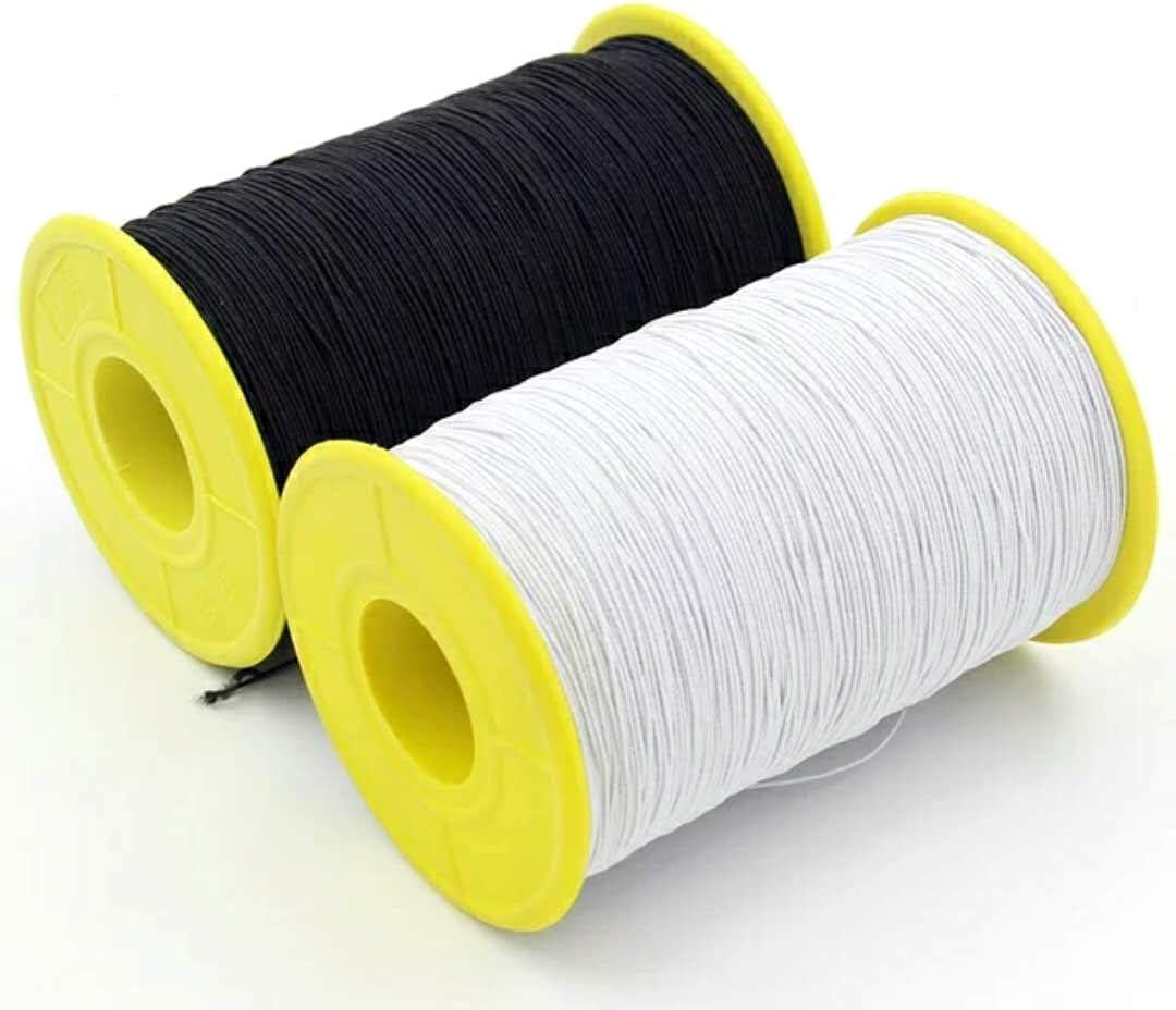 (2 Rolls) White and Black Elastic Thread 547 Yard Package 0.5Mm Thickness