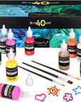 3D Fabric Paint,  40 Colors Permanent Textile Paint with 3 Brushes and Stencils, Permanent Fabric Paint with Fluorescent, Glow in the Dark, Glitter, Metallic Colors for Clothing, T-Shirt, Glas