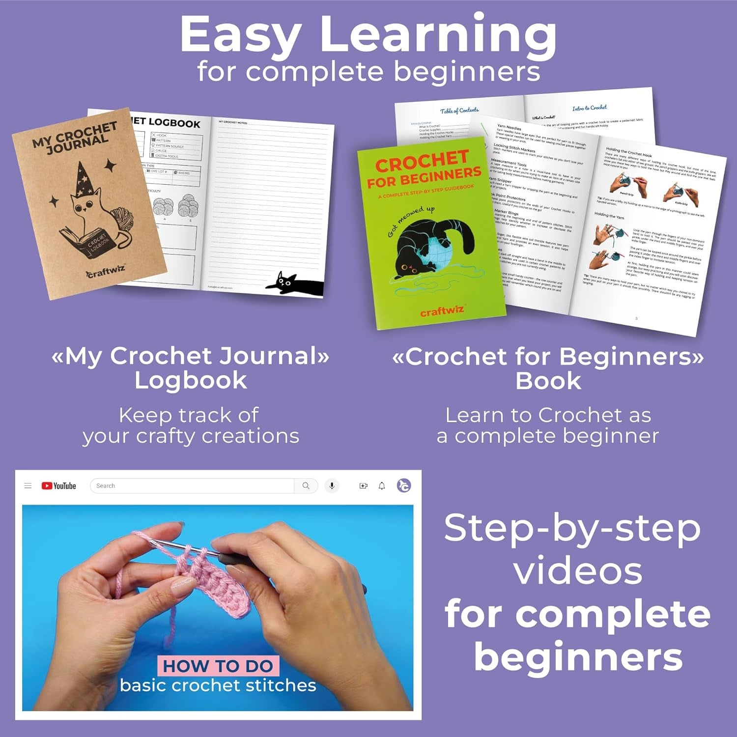 Ultimate Beginner Crochet Kit for Adults and Kids - Learn to Crochet with Complete Crochet Starter Kit - Perfect Crocheting Kit for Beginners - Includes 20 Yarn Skeins, 9 Hooks, Crochet Book