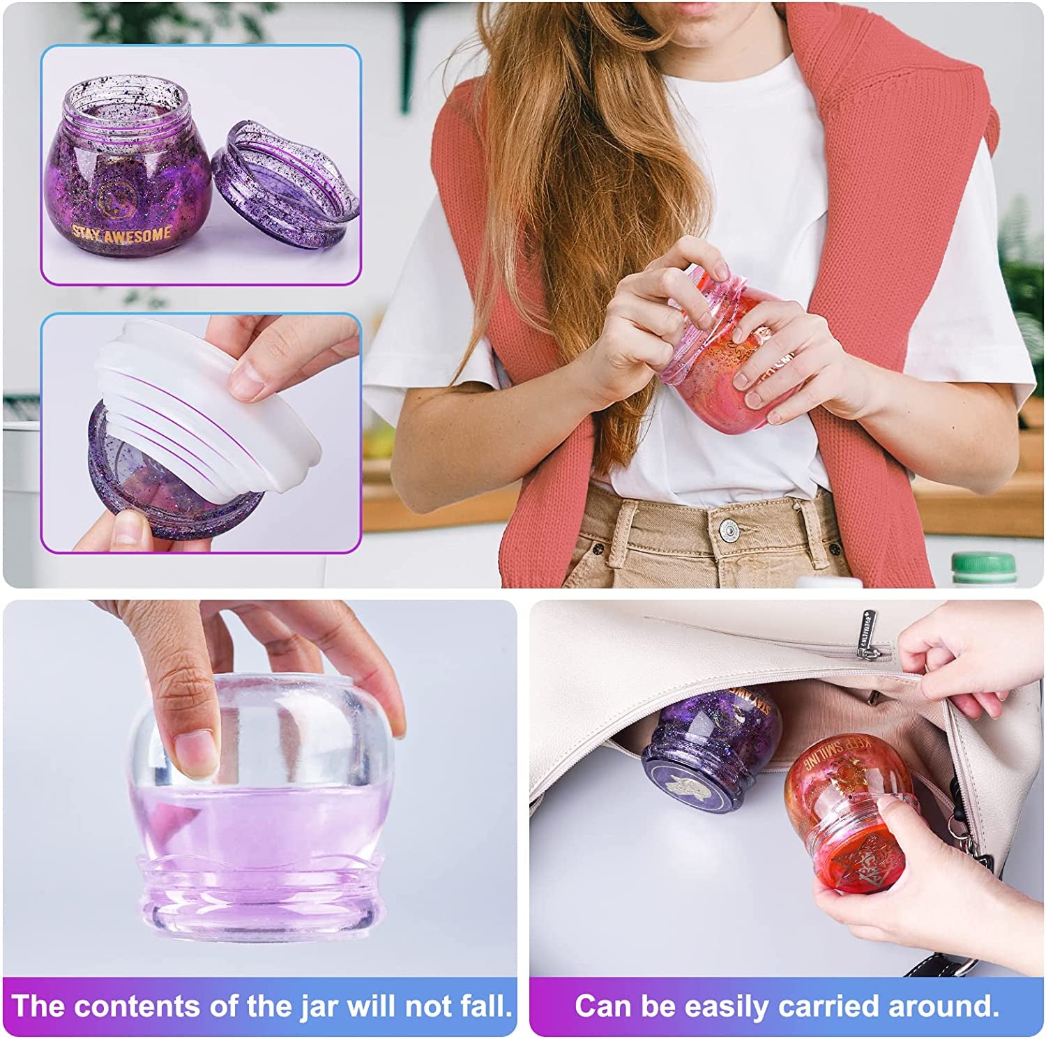 Pudding Jar Resin Molds with Lid, Epoxy Molds Silicone for Storage Bottle,Candle Holder,Candy Container, Epoxy Casting Craft,Flower Pot, Gifts