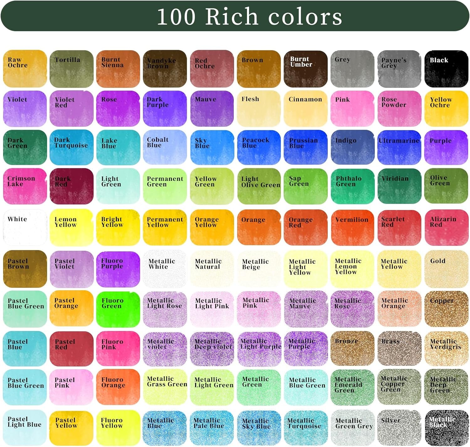 Watercolor Paint Set 100 Colors in Portable Box, Travel Watercolor Set with Watercolor Papers and Brushes, Water Color Kit for Beginners & Professionals