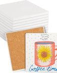 10 Pack White Unglazed Ceramic Tiles for Crafts with Cork Backing Pads for Coasters, DIY Arts and Crafts (4.25 X 4.25 In, Square)