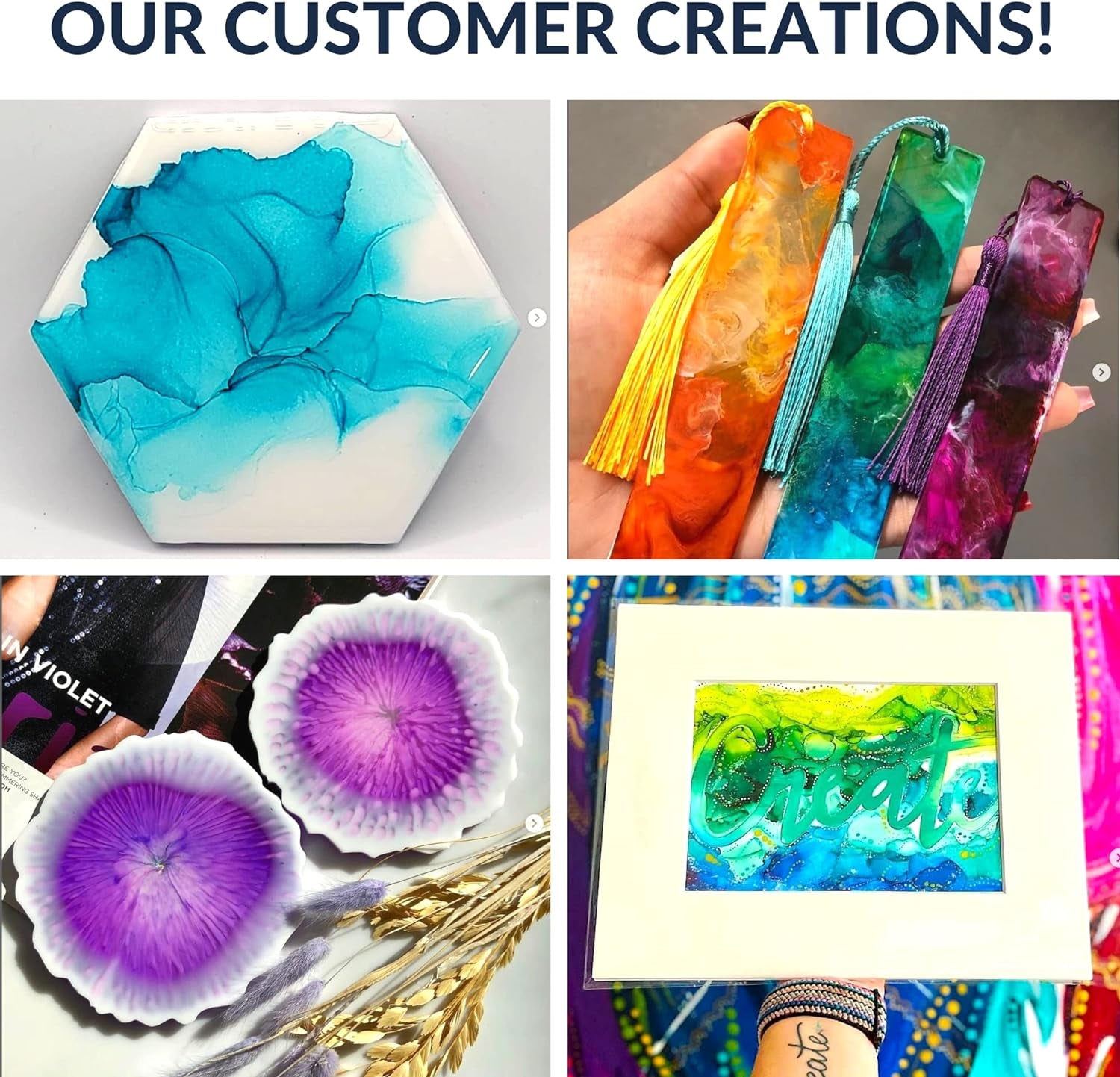 Alcohol Ink Set - New Improved Formula - 24 Highly Saturated Alcohol Inks - Fast-Drying and Permanent Inks - Versatile Alcohol Ink for Epoxy Resin, Tumblers, Fluid Art Painting, Glass, Metal Etc