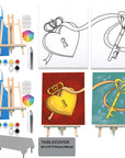 2 Pack Paint and Sip Canvas Painting Kit Pre Drawn Canvas for Painting for Adults Stretched Canvas Couples Games Date Night Lock Key Paint Party Anniversary Valentine'S Day (8X10)