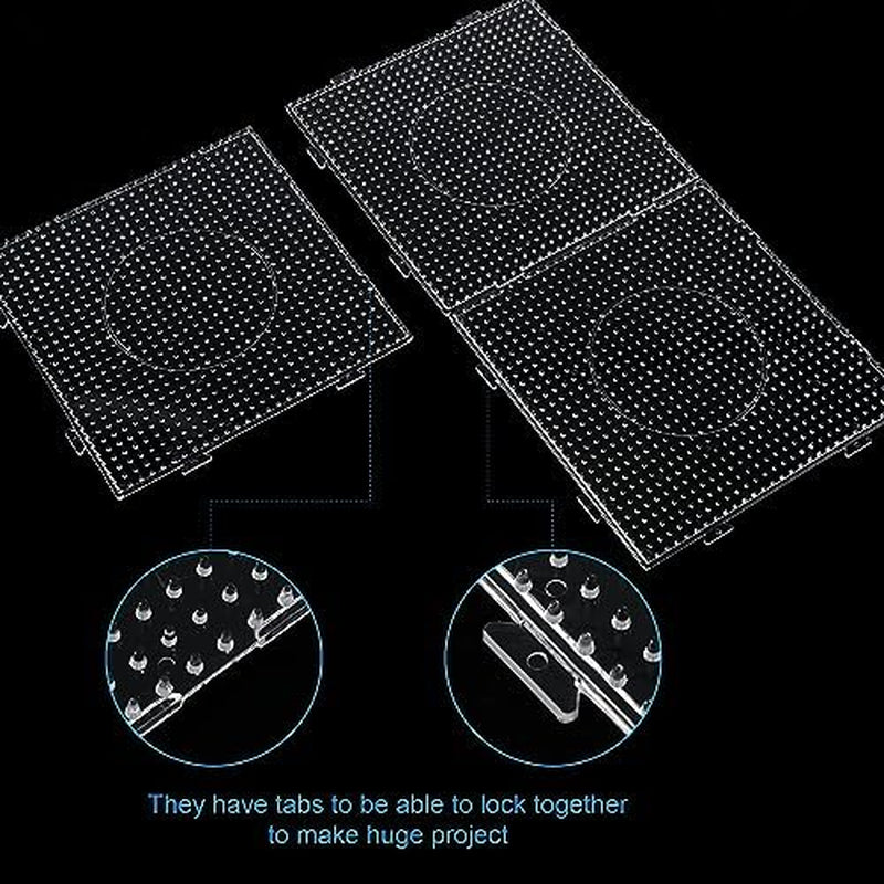 5 Mm Fuse Beads Pegboards Plastic Fuse Bead Boards Large Clear Pegboards Kits Template Beading Supplies for Craft Beads Fuse Bead Pegboards Projects, 10 Different Shapes (30 Pcs)