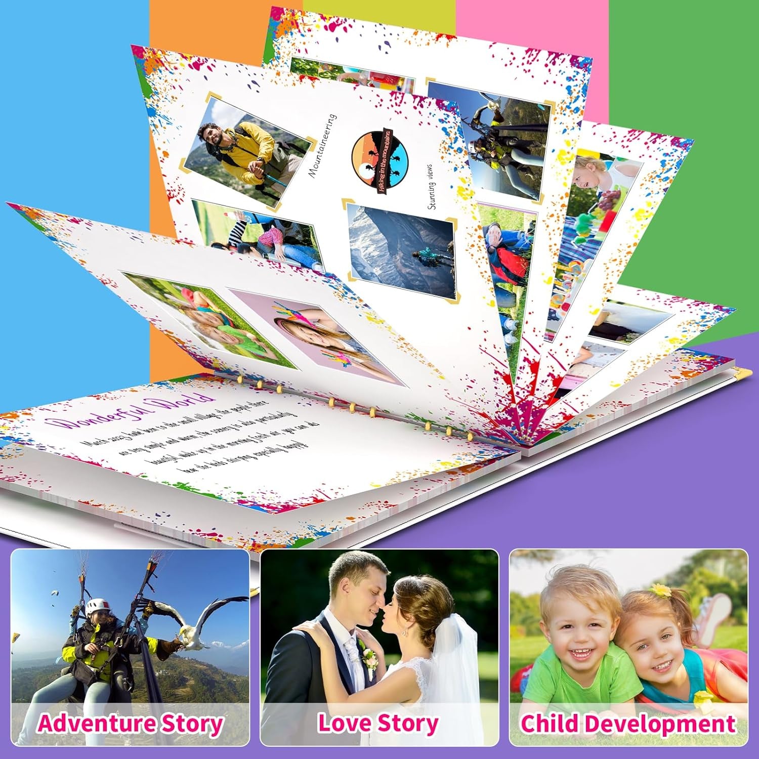Scrapbook Photo Album, 12" X 12" Extra Large Size, PU Leather Cover, Memory Book for Anniversary, Wedding, Travelling, Baby Shower, Etc, Luxury Hardbound Edition, with Gift Box