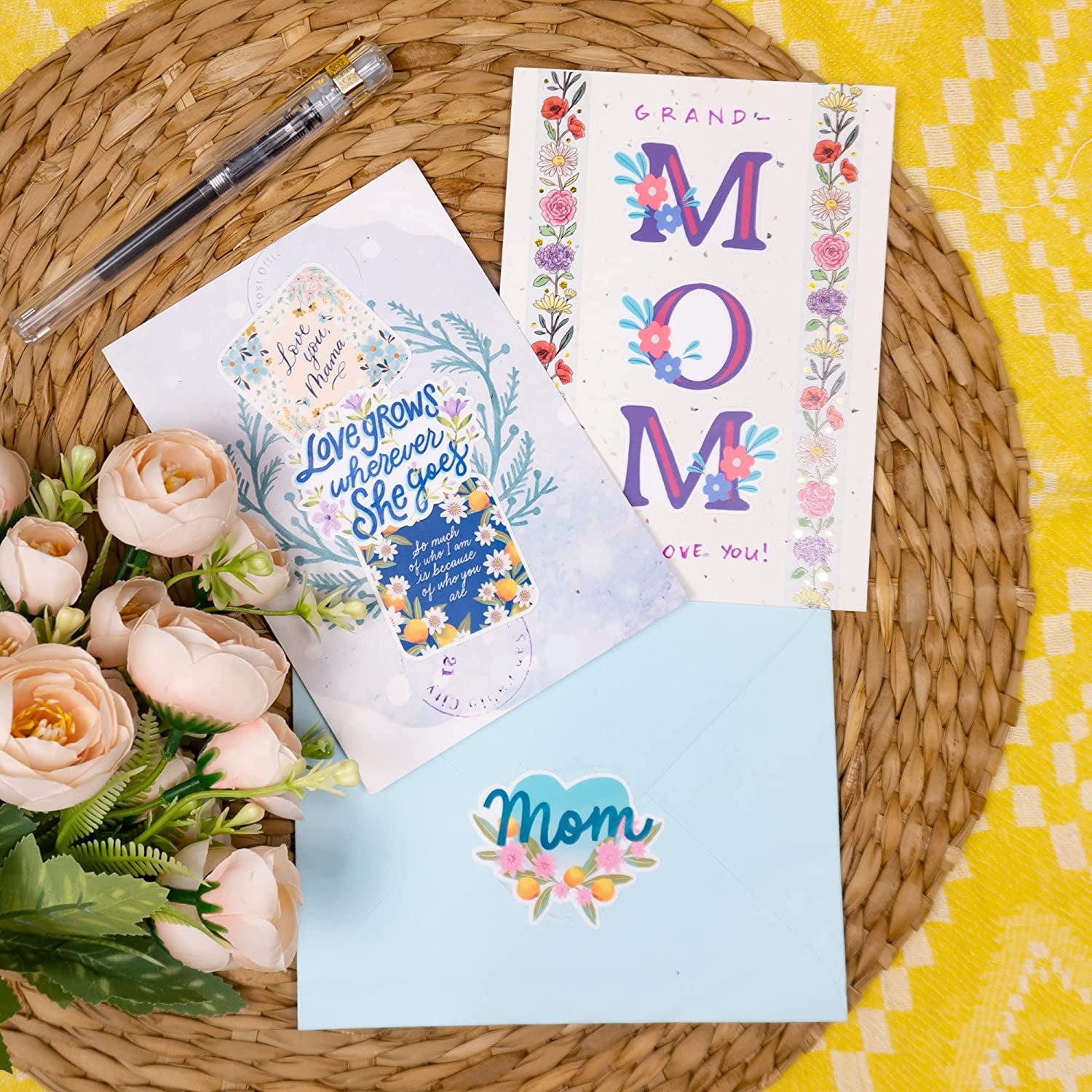 Heartfelt Mother'S Day Stickers (22 Pieces) - Floral Themed, Funny, Waterproof | Mom Stickers for Crafts, Scrapbooks, Water Bottles