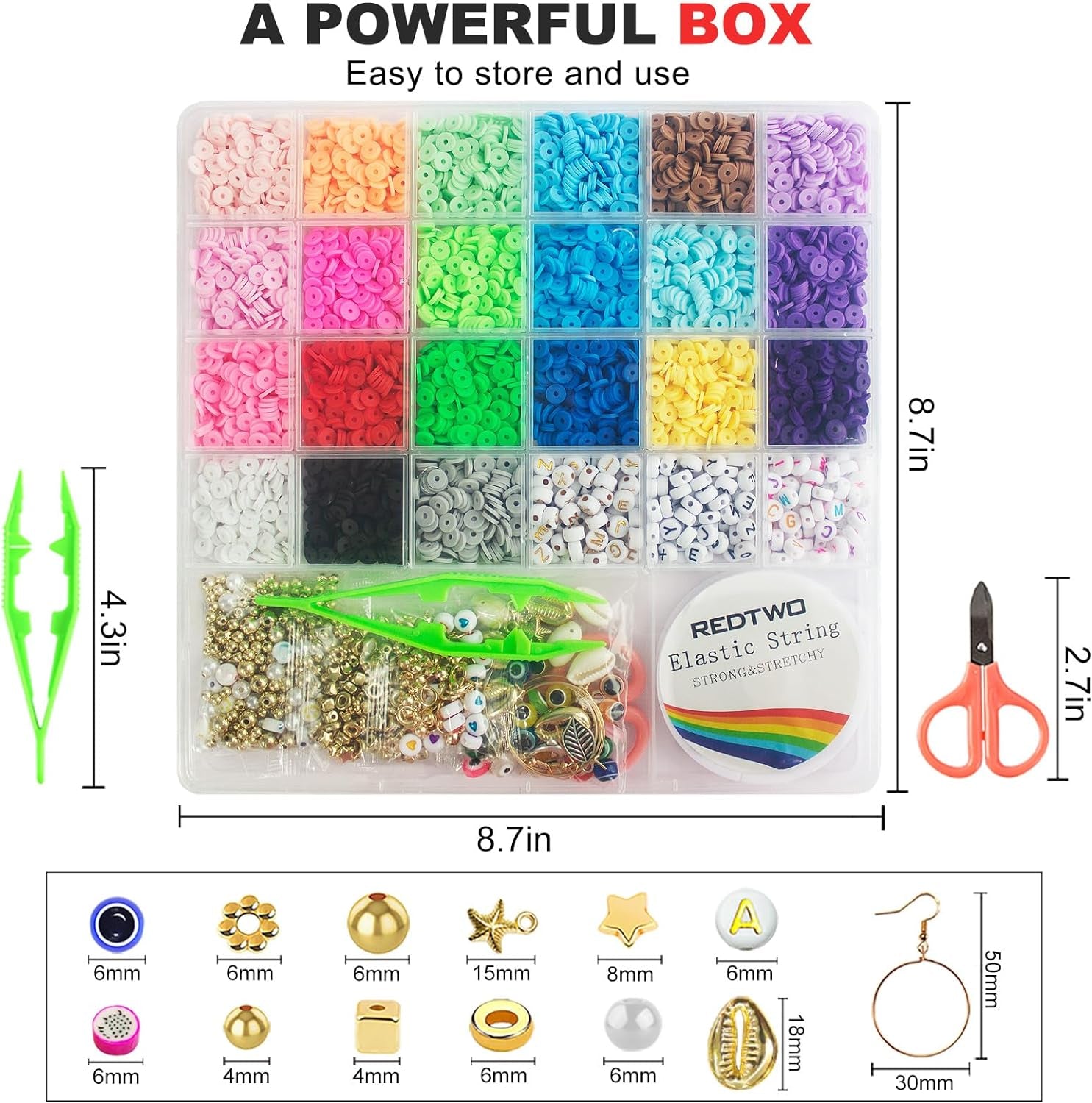 6200 Pcs Clay Beads Bracelet Making Kit, Flat round Polymer Heishi Friendship Bracelet Jewelry Kit with Charms and Elastic Strings for Girls 8-12 Gifts for Kids