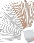 600 Pieces 2 Inch Flat Head Pins Eye Pins for Jewelry Making DIY, Straight Head Eye Pins Gold and Sliver Jewelry Making Pin Metal End Headpins for Craft Earring Bracelet Necklace Pendant Supplies