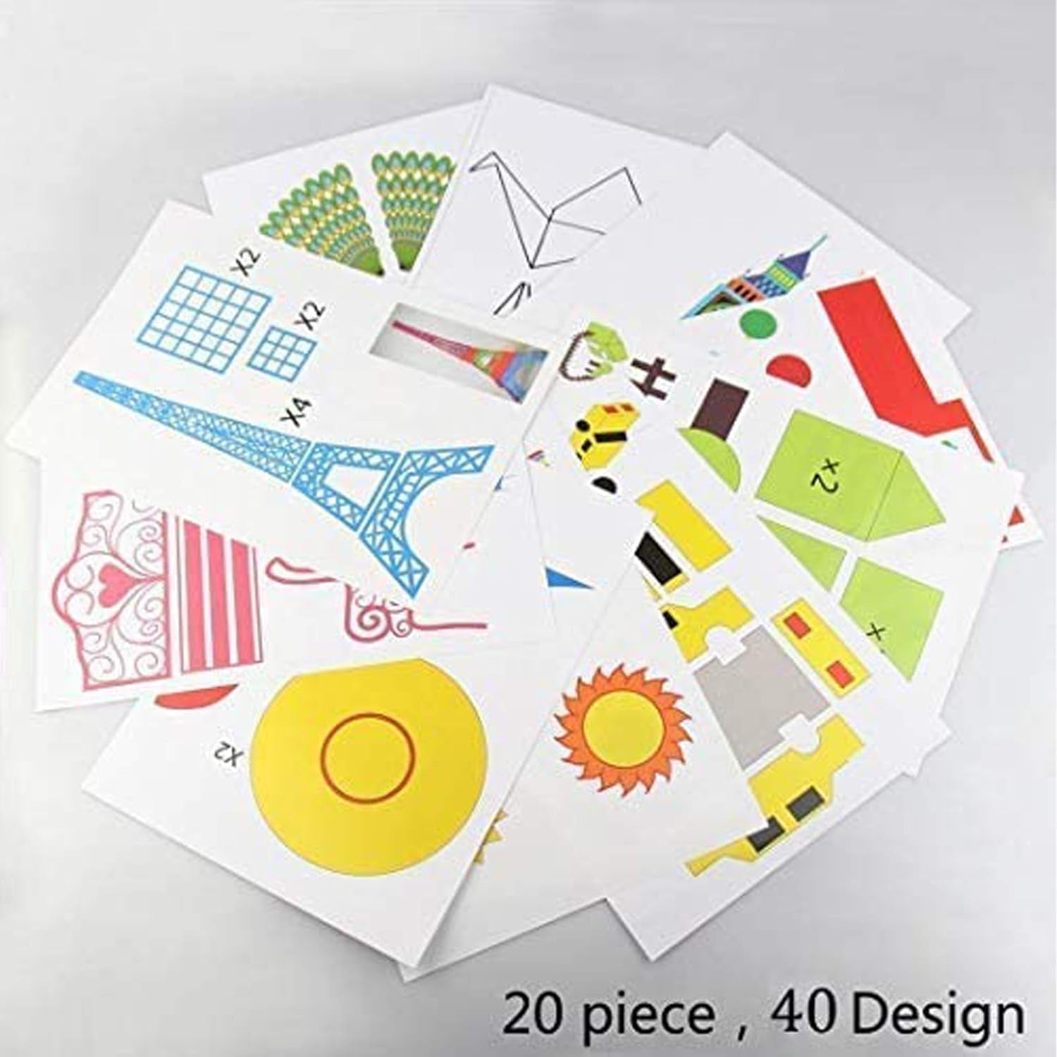 3D Printer Drawing Molds Paper Stencils for 3D Printing Pen, Printing Paper Painting Graffiti Template for 3D Pen Kids DIY Gift Present, 20 Sheets 40 Patterns with a PVC Transparent Board.