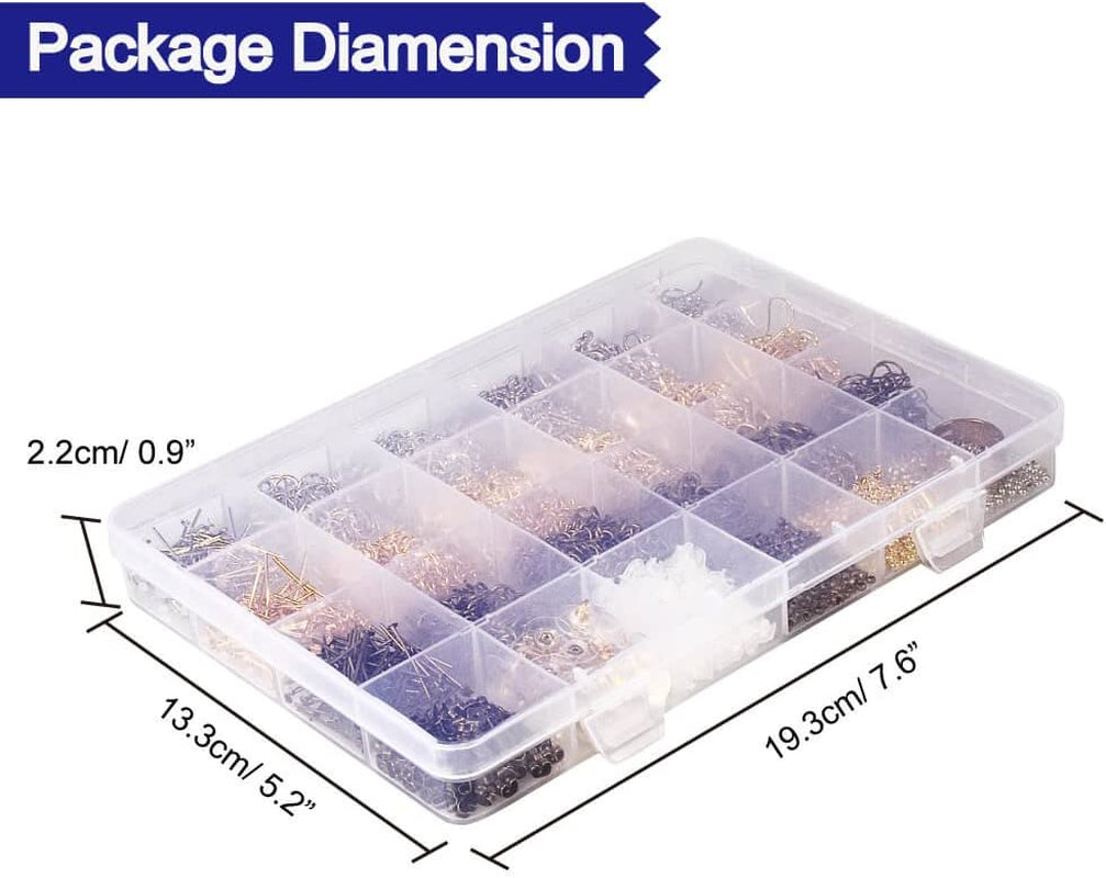 2880 Pcs Jewelry Making Findings Supplies Kit with Open Jump Rings, Lobster Clasps, Crimp Beads, Screw Eye Pins, Head Pins, Earing Hooks and Earing Backs