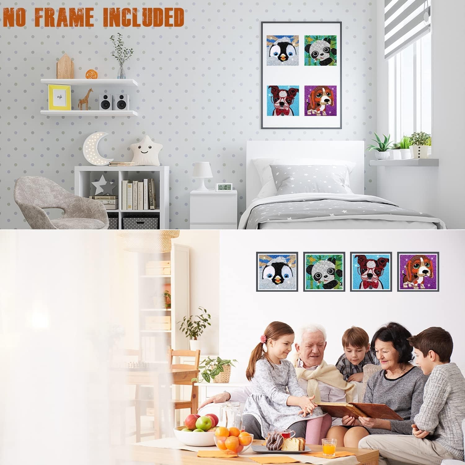4Pcs DIY Art Painting Kits for Kids Animal Art and Crafts for Kids Ages 6-8-10-12 Girls Boys 5D Gem Art by Number Kits for Birthday Christmas Gifts