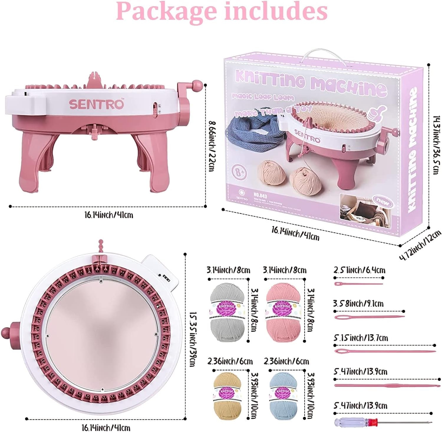 Knitting Machines, 48 Needles Knitting Loom Machine with Row Counter, Smart Weaving Loom round Spinning Knitting Machines,  DIY Knitting Board Rotating Double Knit Loom Machine Kit