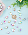 64 Pcs 4 Shapes Pointed Back Rhinestone Glass Rhinestones Gems AB Color Rectangle/Teardrop/Heart/Oval Jewels Embelishments with Silver Plated Back Crystals Rhinestones for Jewelry Making