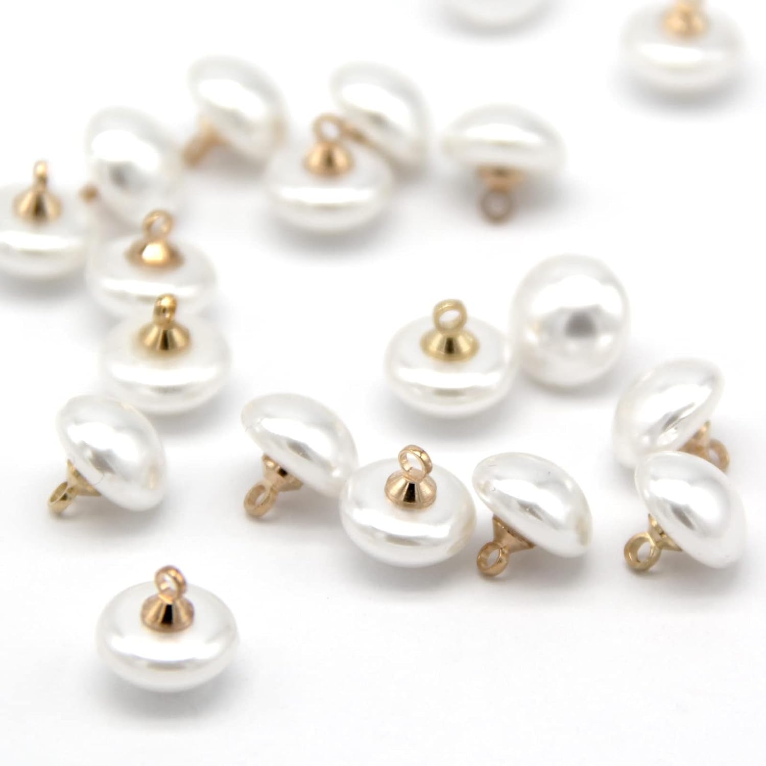 10Mm Mushroom Semicircle White Faux Pearl Buttons for Sewing, Shirts, Skirts, Wedding Dresses, Jewelry Decorations, DIY Crafts (40Pcs 10Mm(0.394Inch))