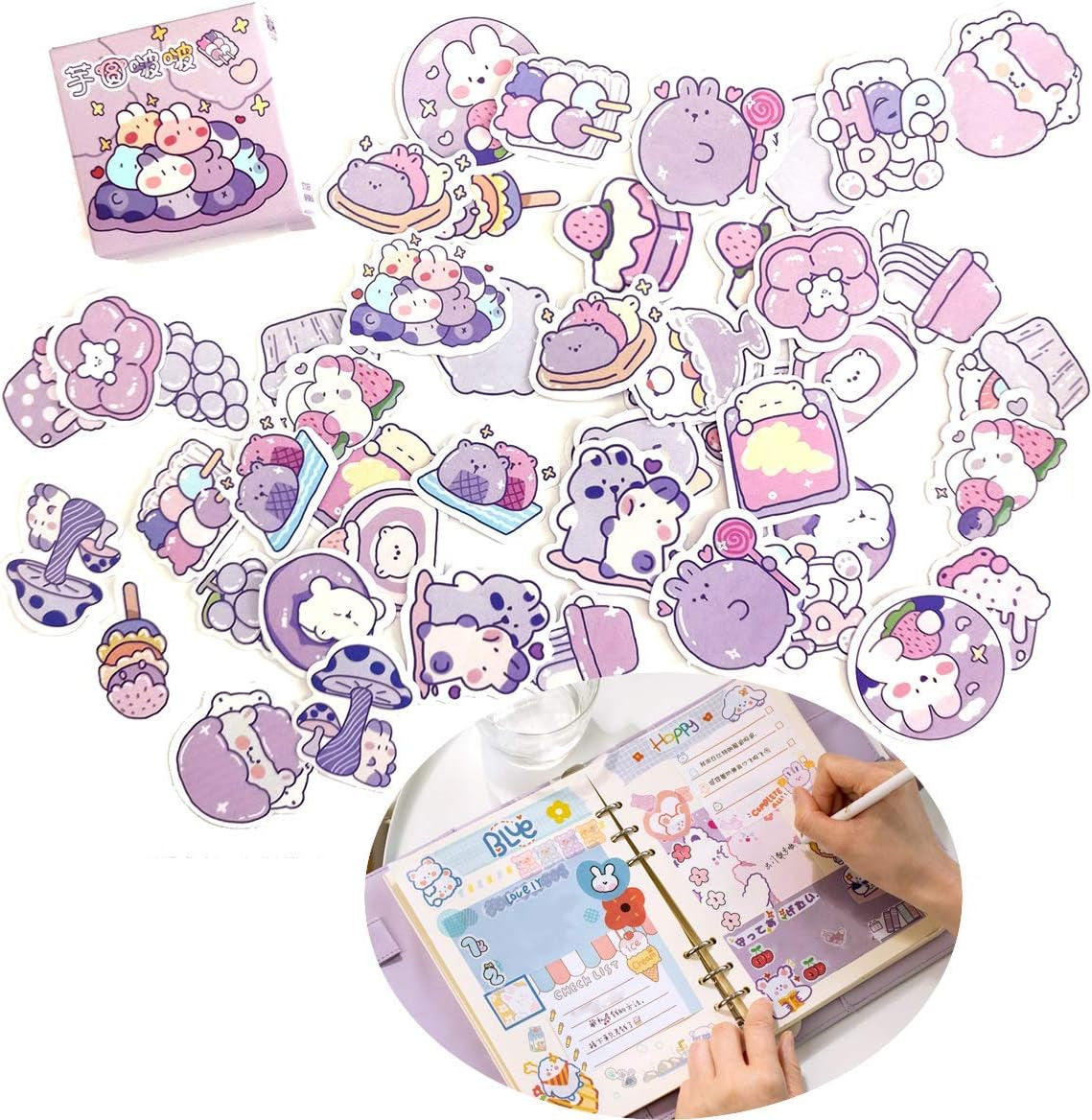 Cute Cartoon Rabbits Decoration Stickers for Scrapbook Planners Gift Packing Scrapbooking Album Planner Journal Arts DIY Craft