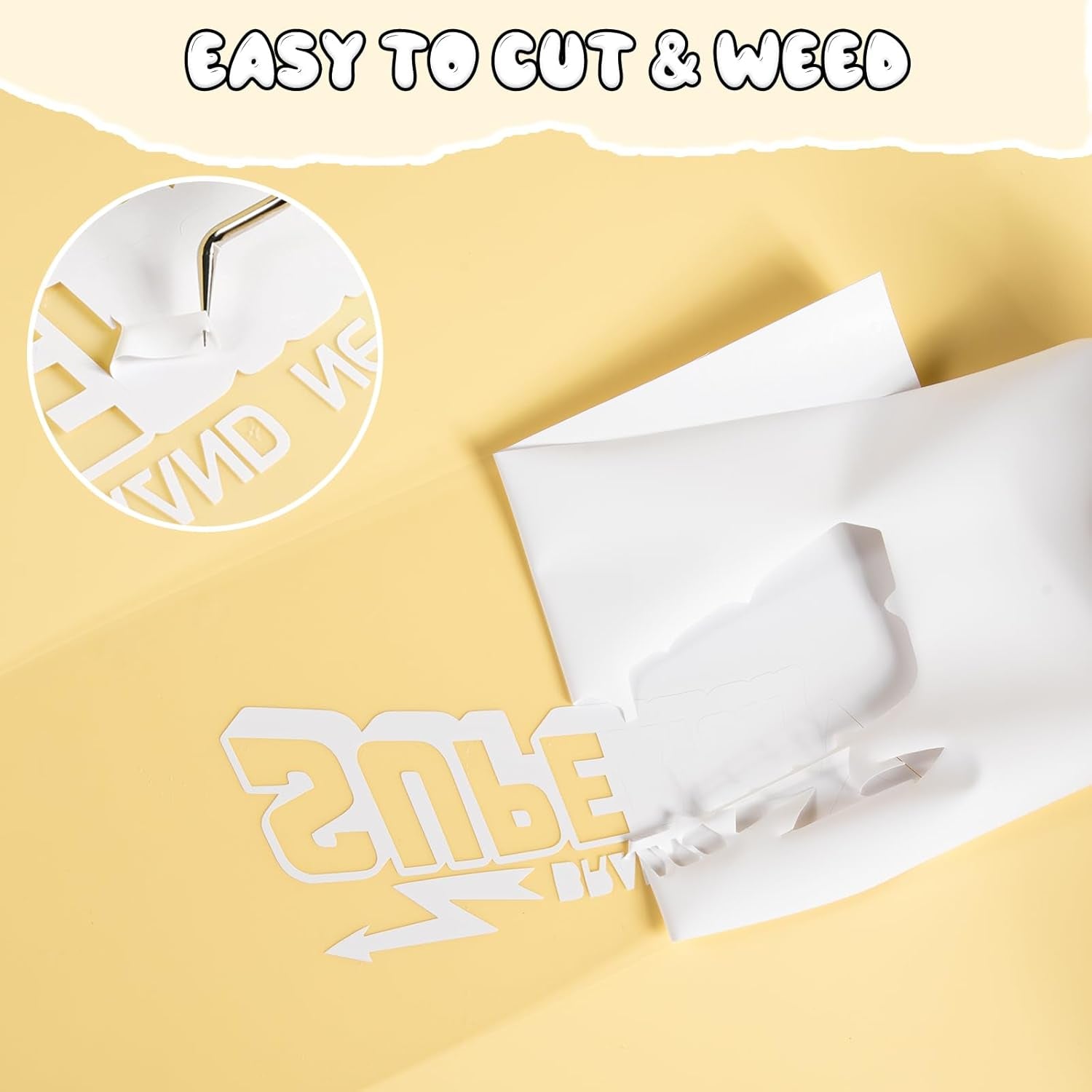 Puff Vinyl Heat Transfer - 12" X 15FT White Puff Vinyl Heat Transfer for T Shirts, White Puff HTV Vinyl Heat Transfer for Cricut & Cameo - Easy to Cut & Weed for Heat Vinyl Design(White)