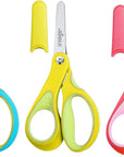 Left Handed Kids Scissors: Blunt Tip Safety Lefty Toddler Child Scissors for School Craft Cutting Paper - 3 Pack 5 Inches Comfort Grip Green, Rose Pink, Blue