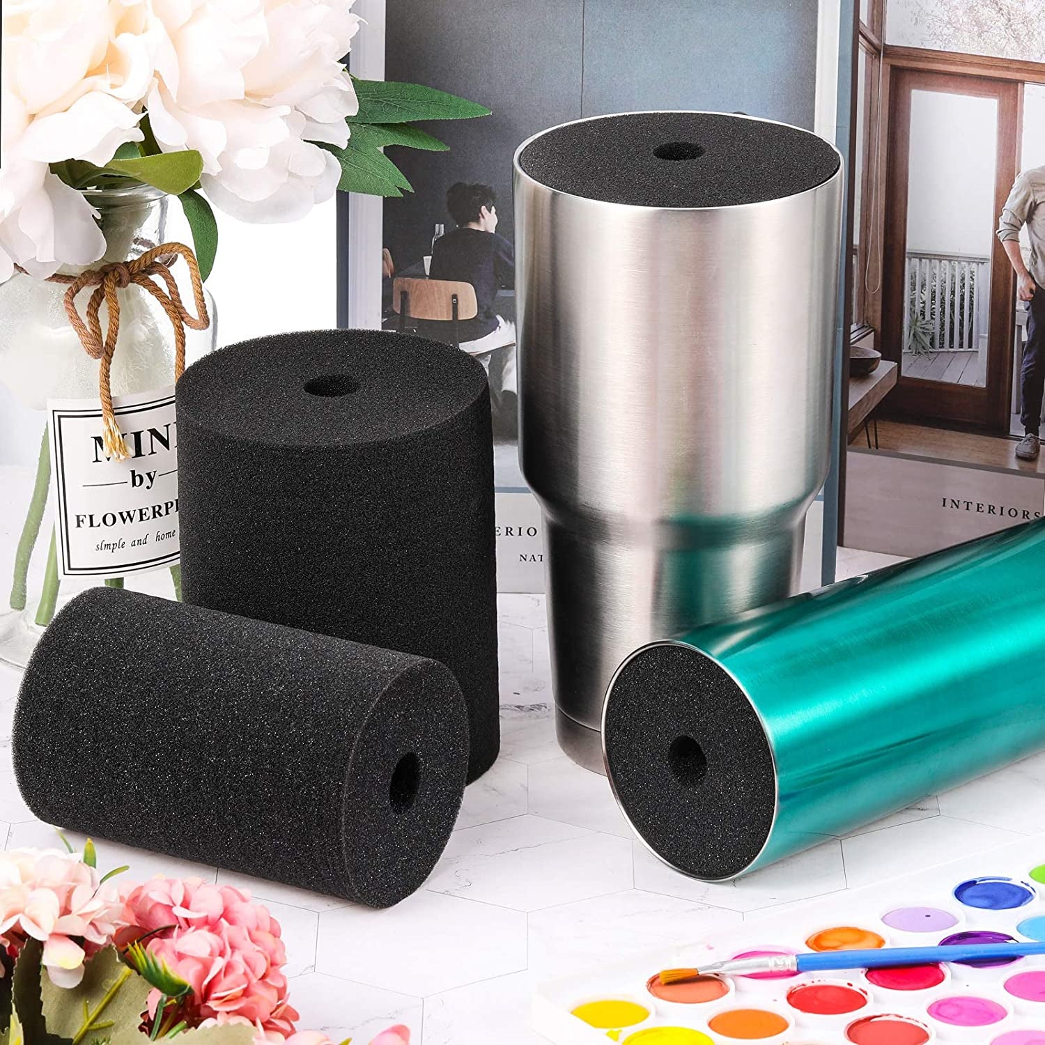 Cup Turner Foam Black Cup Turner Inserts for Tumbler Cup Elastic Sponge for Tumblers Crafting 10 Oz to 40 Oz (4)