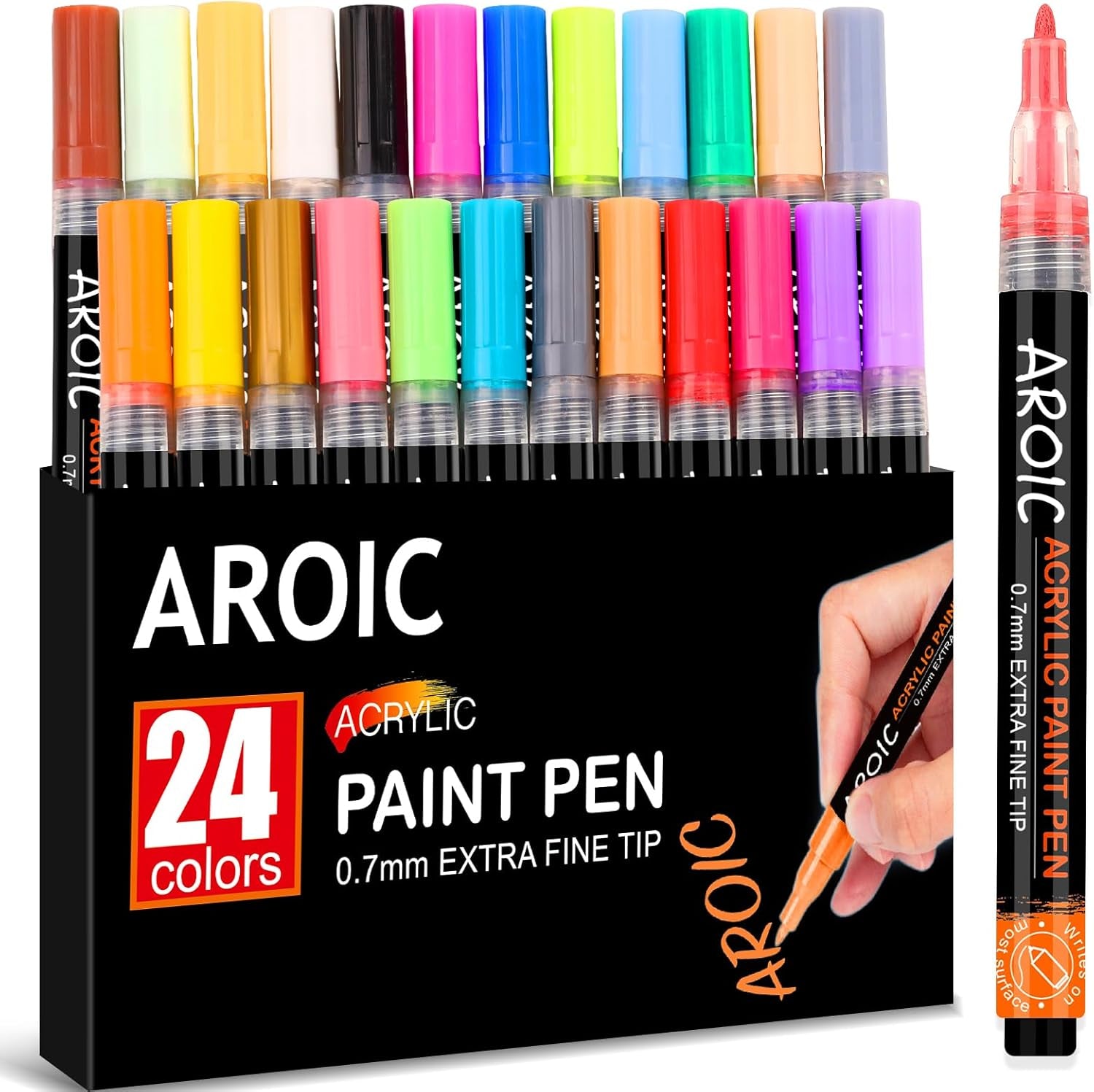 36 Pack Acrylic Paint Pens——Writing on Any Material, Rock, Ceramics, Glass, Wood and More, Used for DIY Craft.