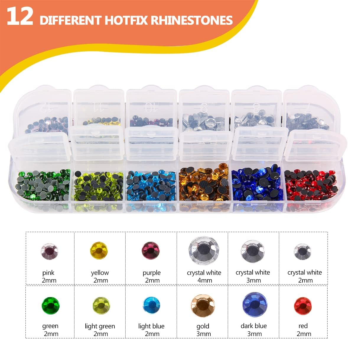 Hotfix Applicator,  Hotfix Rhinestones Applicator Bedazzler Kit with Rhinestones Wand Setter Tool and Mixed Color Rhinestone, Rhinestone Picker, Hotfix Tips, Tweezer and Brush