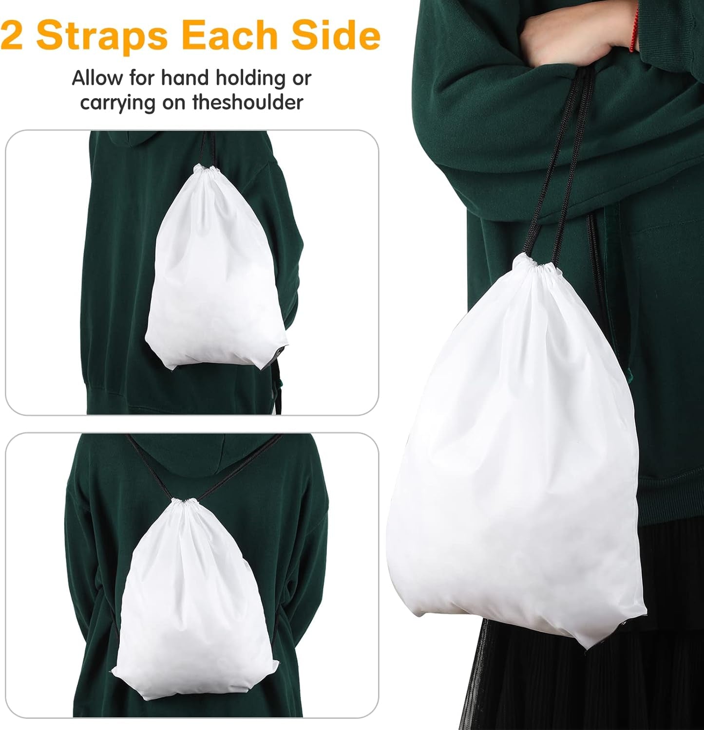 30 Pcs Blank Sublimation Drawstring Bags Drawstring Backpack Bulk Heat Press Reusable Sublimation Bags Cinch Bag Sackpack for Gym Sport DIY Craft Operation Christmas, White