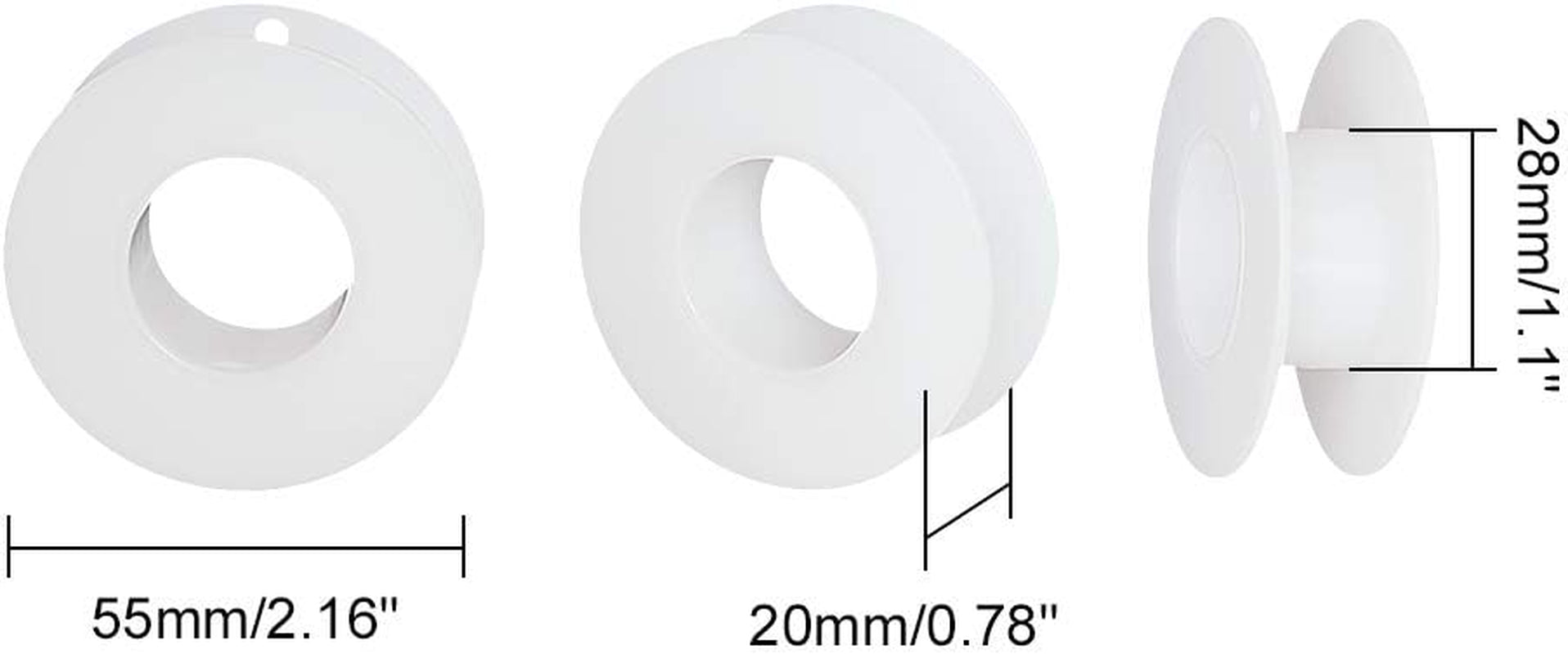 20 Pack Empty Spool, Plastic Ribbon Spools Wire Weaving Bobbins Empty Thread Spools Ribbon Chain Tape Spools White Spools for Embroidery Thread Yarn Ribbon Crafts Sewing 2.16X0.78Inch