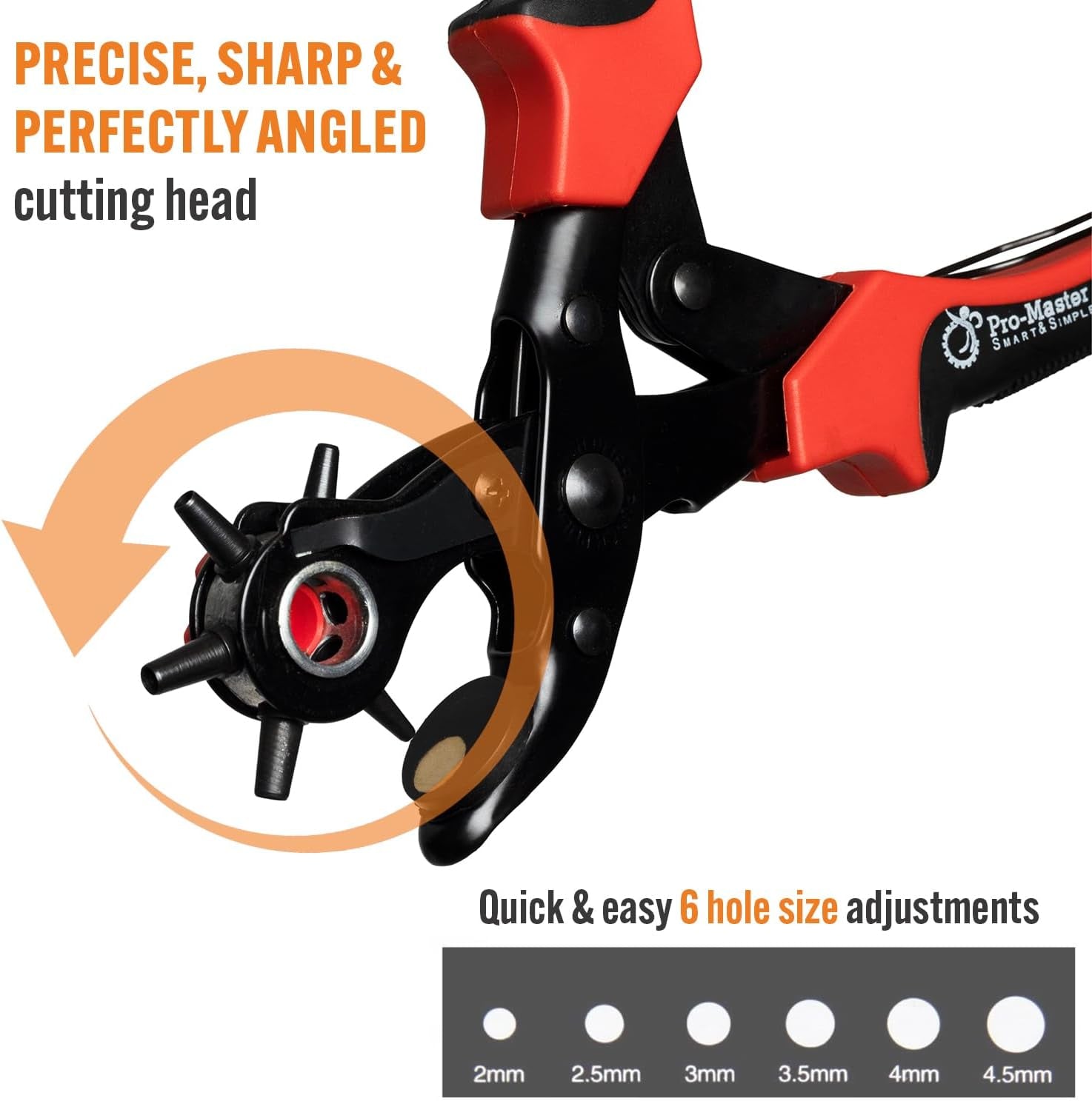 Professional Leather Hole Puncher Tool for Belts, Watch Bands, Handbag Straps and More, Precision Multi-Size Fabric & Leather Hole Puncher for Crafts & Easy DIY Belt Holes