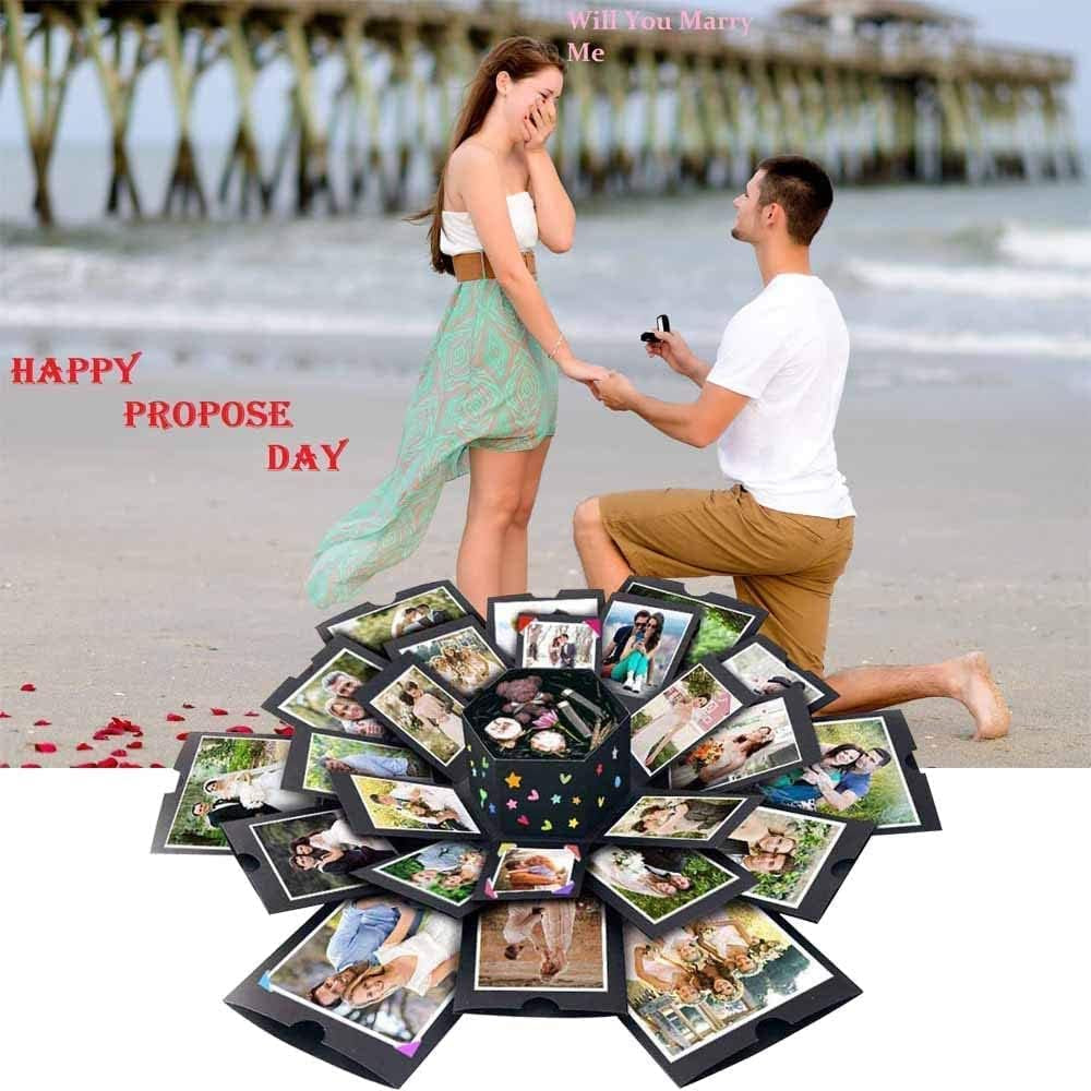 Explosion Box 6 Faces Creative Gift Box,Love Memory DIY Handmade Photo Album Scrapbook, Surprise Birthday Gift, Wedding or Valentine'S Day