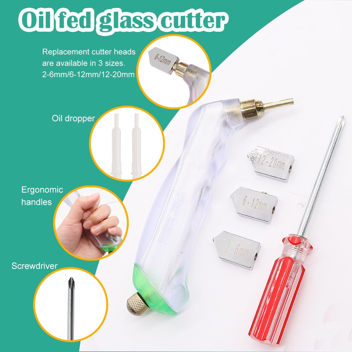 10Pcs Glass Cutting Tool Glass Cutter Glass Running Pliers Breaker Grozer Pliers with Curved Jaws Oil Feed Glass Cutters Tools Kit Stained Glass Tools Engraving Pen Screwdriver