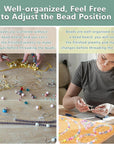 Wooden Bead Boards for Jewelry Making with Box, 16.9 X 11.4” Bamboo Beading Board for Bracelet Necklaces Making, Beginners Bead Design Board Measuring Beads Tray