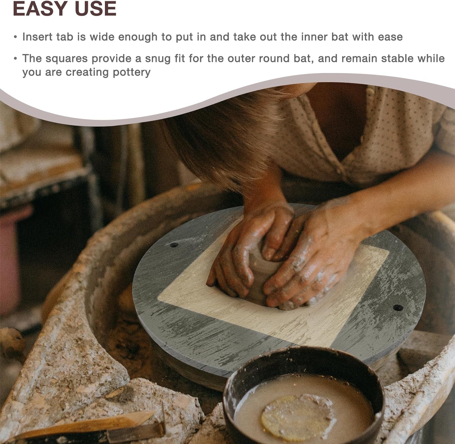 Pottery Bats Tool Set with 12" round Outer Bat and 6 Pack 7" Square Inner Bat for Pottery Wheel & Accessories for Clay Throwing by Potters and Clay Artists