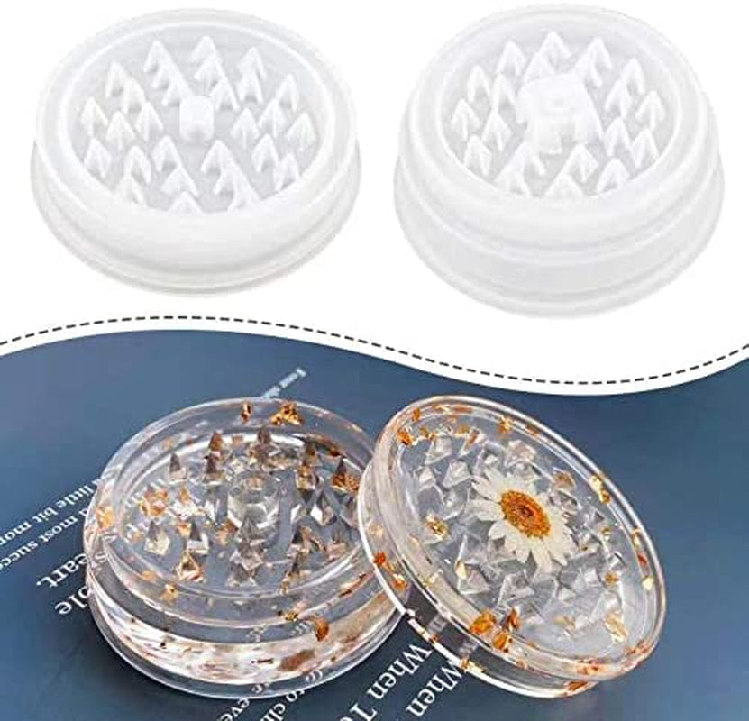 2Pc-Large Grinder Mold for Resin - 3In Resin Grinder Mold with Efficient Spikes Shape, Premium Silicone Grinder Molds for Resin Casting to Grinding Spice and More