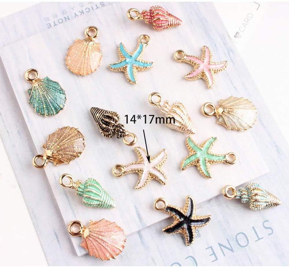 20Pcs Mixed Alloy Metal Shell Pendant Conch Starfish Charms for Jewelry Making Fit DIY Handmade Earring Necklace
