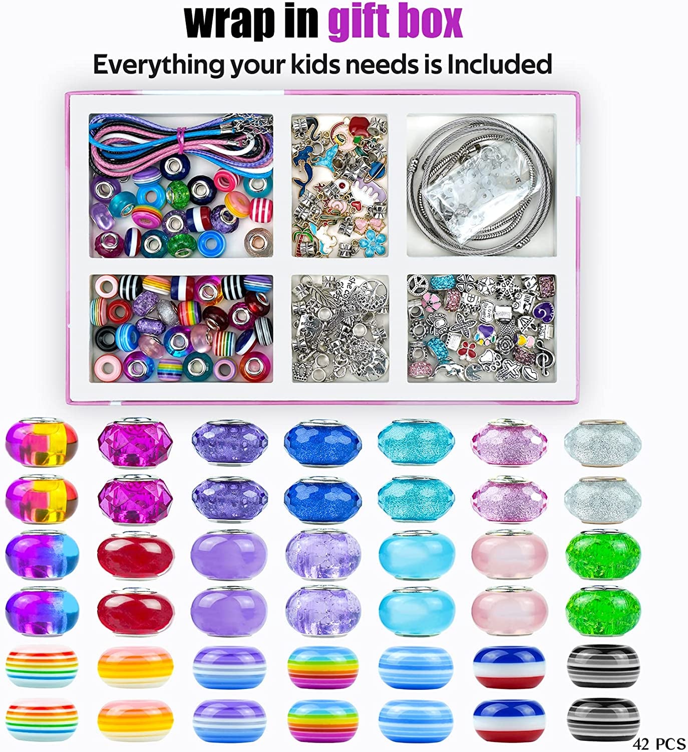 Charm Bracelet Making Kit, Jewelry Making Kit Trendy Stuff for Kids Ages 6-12, Unicorn Toy Cute Stuff for Teen Girls Gifts Birthday Gift, Crafts for Girls 6 7 8 9 10 11 12 Year Old