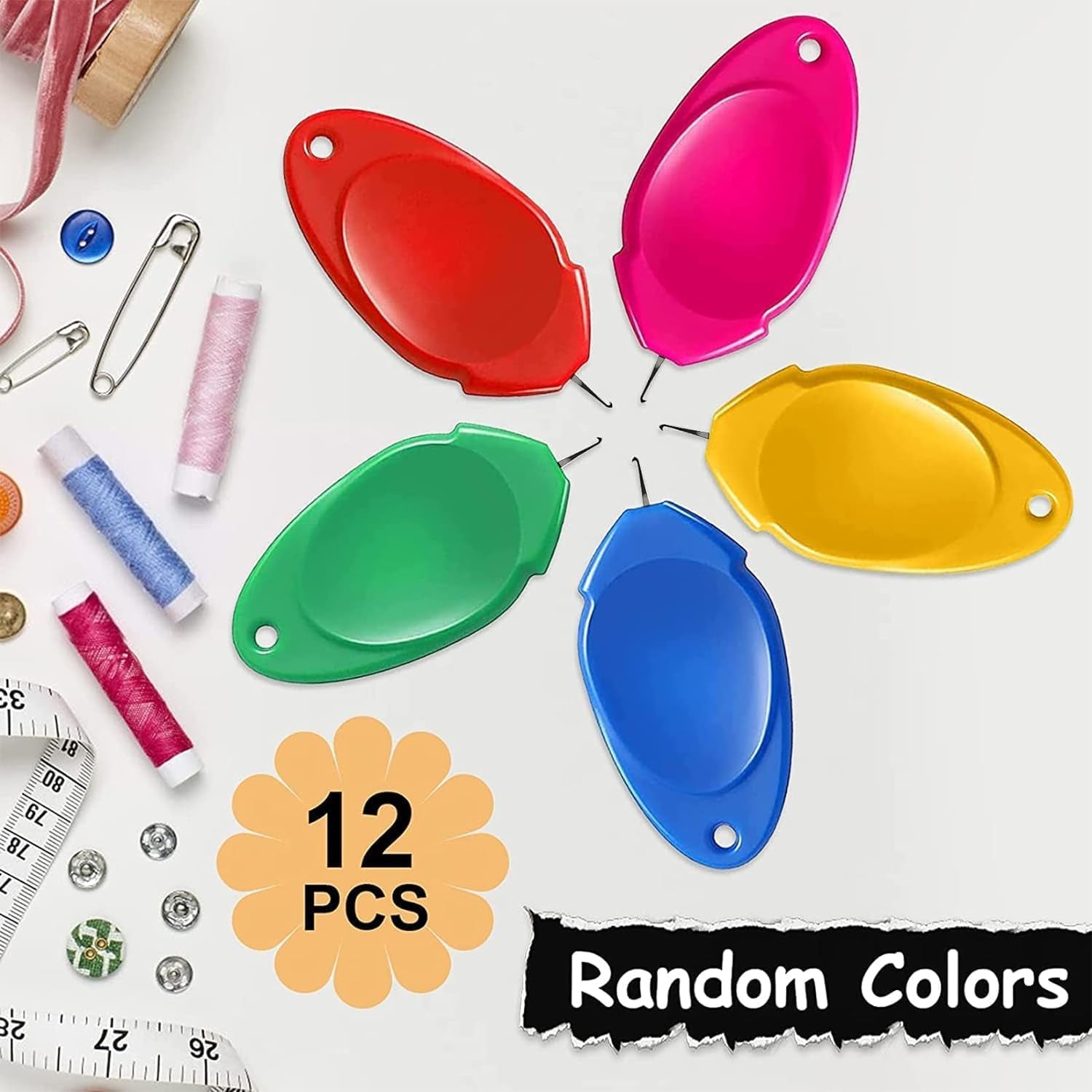 Needle Threader for Hand Sewing 12 Pcs Plastic Wire Hook Simple Threader for Needles Small Eye Needle Threader for Sewing Machine Needle Threader Tool for Sewing Crafting