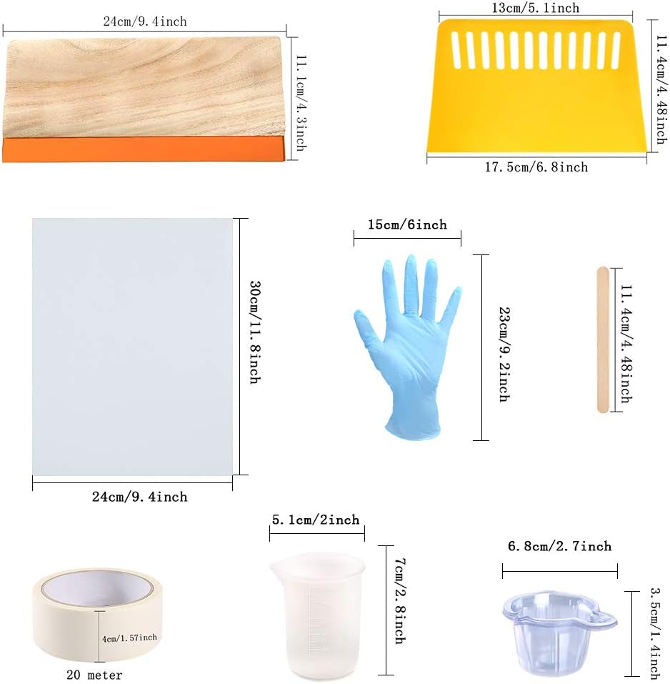 42 Pieces Screen Printing Kit with Instructions, Include 2 Pieces Wood Silk Screen Printing Frames, 5 Colors Fine Glitter, Screen Printing Squeegee, and Waterproof Transparency Films