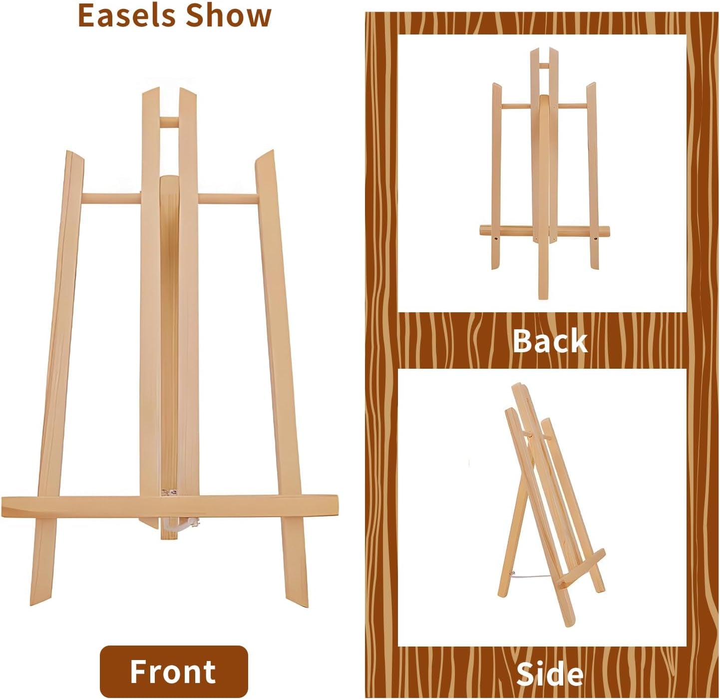 3 Packs 16 Inch Easel Stand, Table Top Easel for Painting, Wooden Tabletop Display Easels, Art Craft Painting Easel Stand for Kids Artist Adults Students Classroom