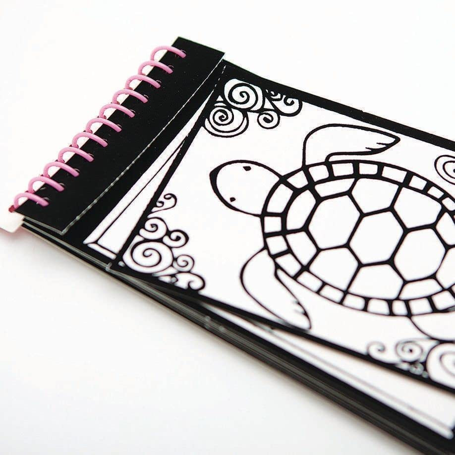 Velvet Art to Go! 2 Spiral Bound Coloring Books W/Perforated Cardstock Pages, Fuzzy, Felt, Great for Travel: Planes, Cars, Backpacks, 20 Different Projects Total, Kids & Adults, 4"X6".
