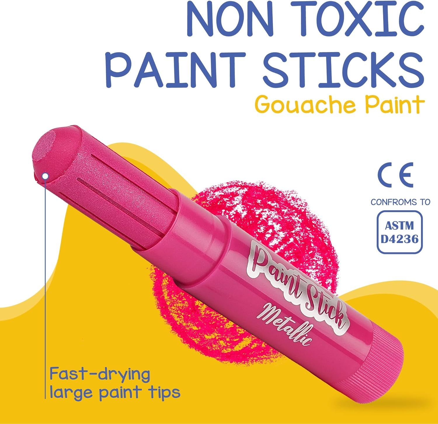 Tempera Paint Sticks (30 Large Paint Sticks) - Paint Sticks for Kids Washable - Safe Arts and Craft Paint Sticks for Toddler or Child Use - for Wood Paint, Glass Paint, Rock Paint, or Poster Paint