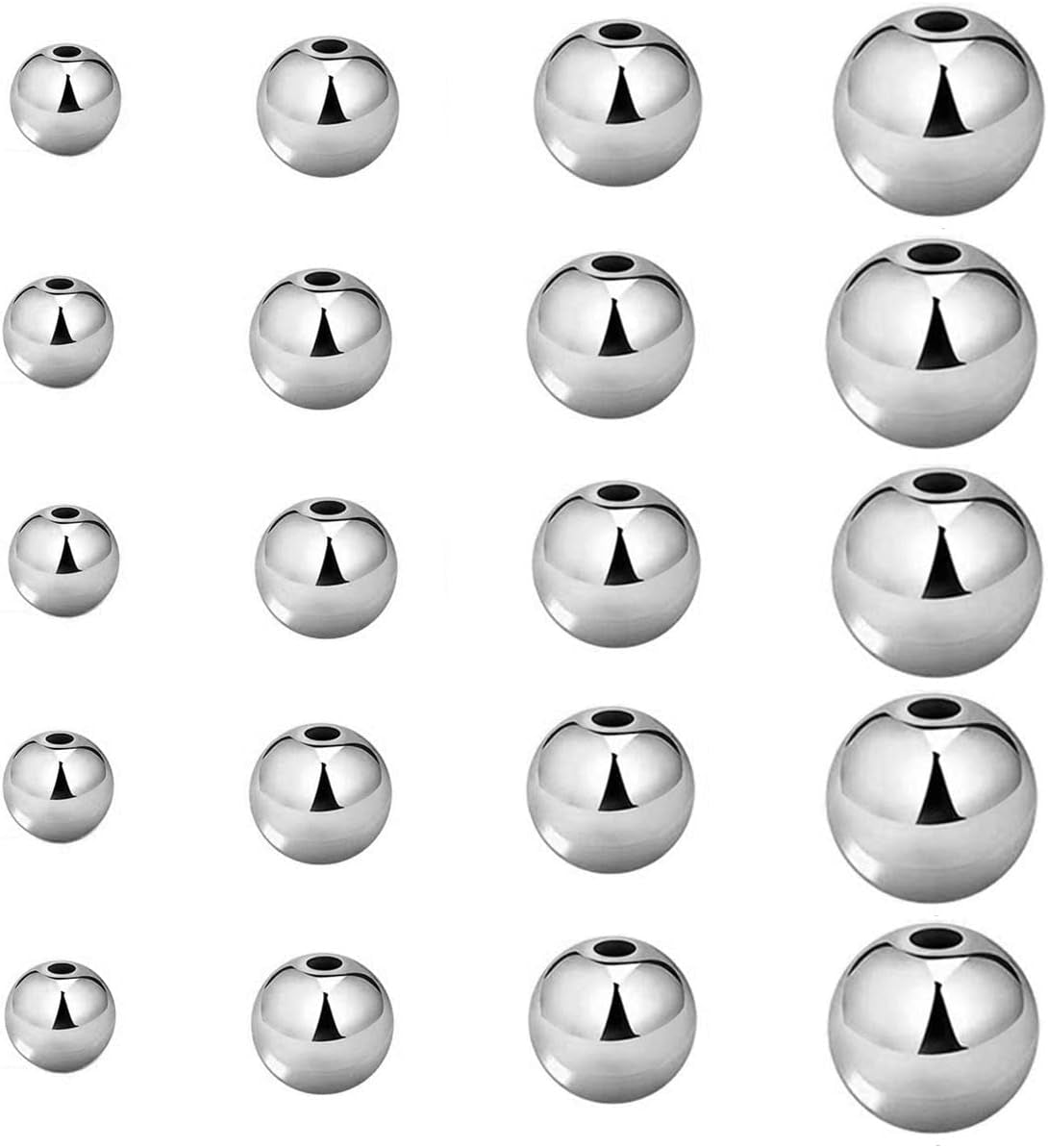 200 Pcs Mix 14K Gold Plated Beads Smooth Little round Spacer Beads Brass Long-Lasting Tarnish Resistant Seamless Loose Beads for DIY Bracelet Jewelry Making (3/4/5/6Mm-Gold)
