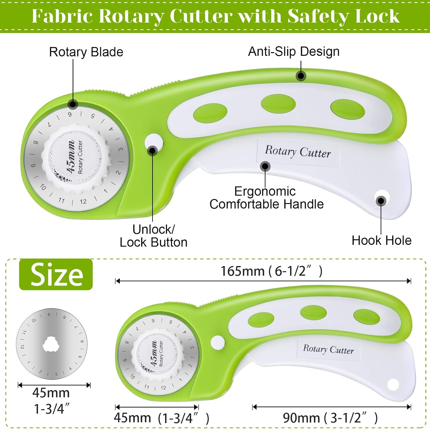 Rotary Cutter Set,  Self Healing Sewing Mats Rotary Cutter and Mat 45Mm Rotary Fabric Cutter Set with 2 Blades Rotary Cutting Mat for Crafts Fabric Quilting Hobby (9" X 12" (A4))