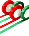 4 Rolls 100 Yards Christmas Ribbons 1Inch Wide Holiday Satin Ribbons Fabric for Gift Wrapping and DIY Craft, Red & Green & Gold &White