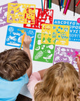 Stencil Drawing Kit for Kids, 25 Pcs Plastic Drawing Stencils with 400+ Shapes, Great Birthday Gift for Boy Girl